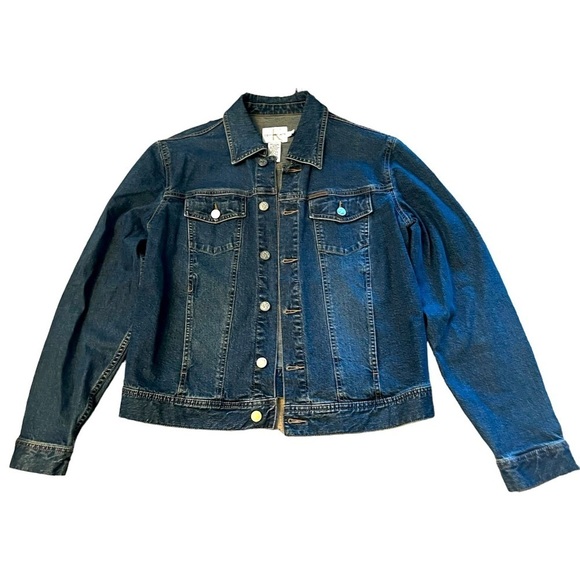 Calvin Klein women’s Trucker Jean Jacket Denim Blue Large - Picture 1 of 7
